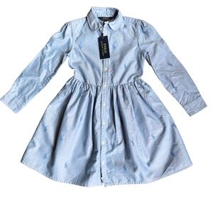 NWT - Polo Ralph Lauren Chambray  Shirtdress with Embroidery 6